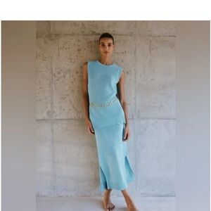 Zara Light Blue Sleeveless Tunic Top